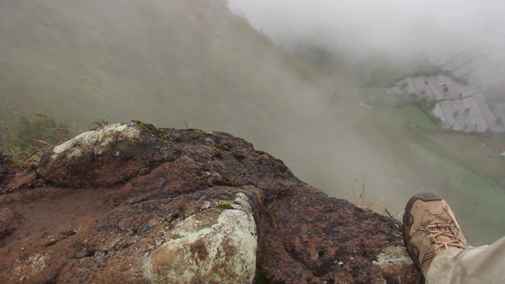 Looking Over a Cliff in the Dieng Mountains